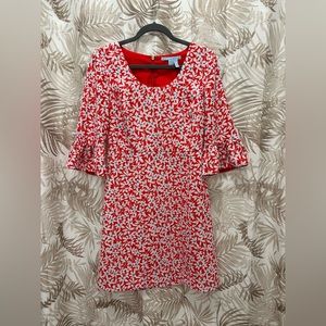 Draper James Red & Blue Floral Bell Sleeve Midi Dress